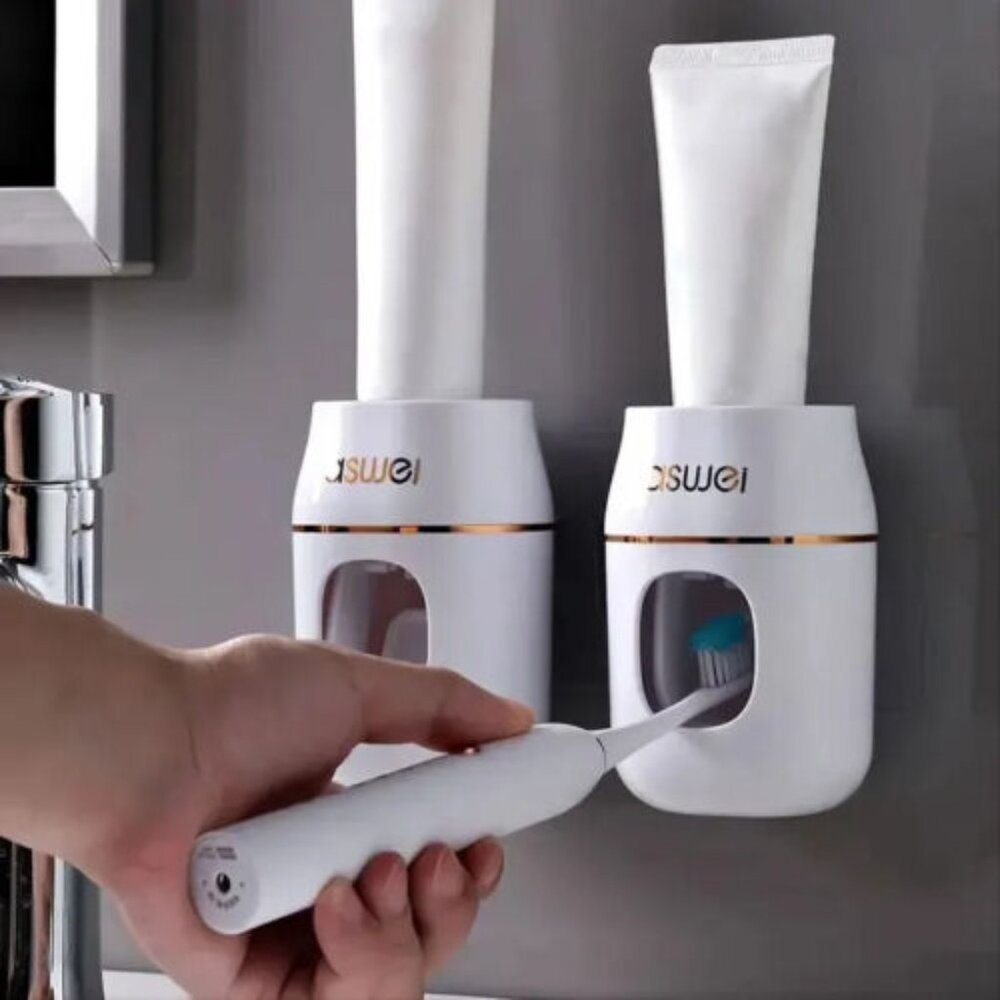 Toothpaste Squeezer & Storage wall mount Automatic Toothpaste Refills Made Easy - Picture 3 of 5